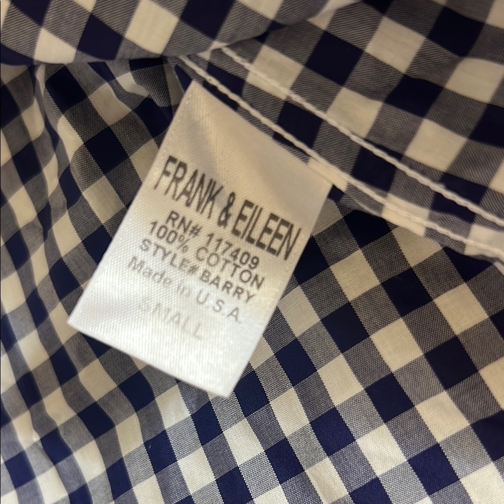 Frank & Eileen Barry crinkled Blue Checkered Shirt. S - Picture 6 of 9